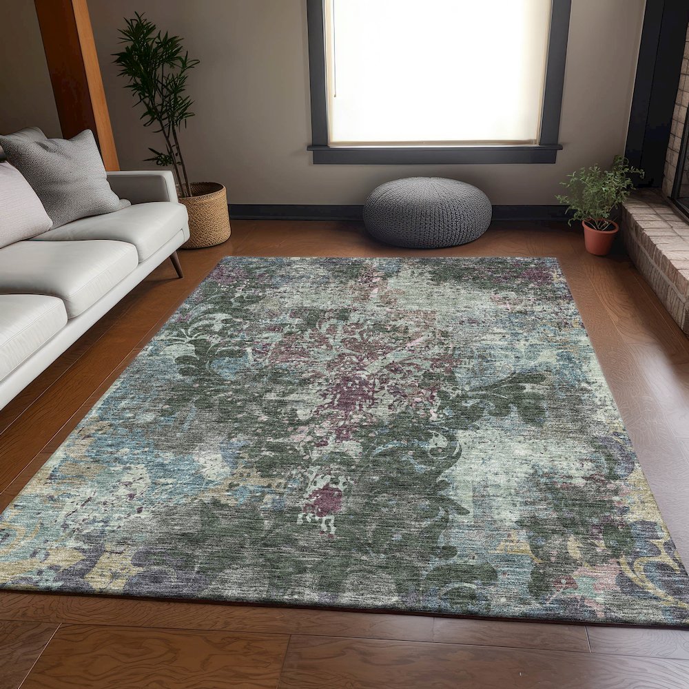Premium Machine Washable Mayfield AMF936 Fern 9' x 12' Rug. Picture 6