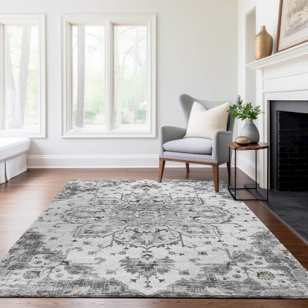 Premium Machine Washable Mayfield  Fog 9' x 12' Rug. Picture 6