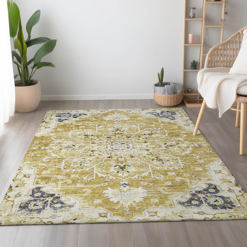 Premium Machine Washable Mayfield  Gilded 9' x 12' Rug. Picture 5