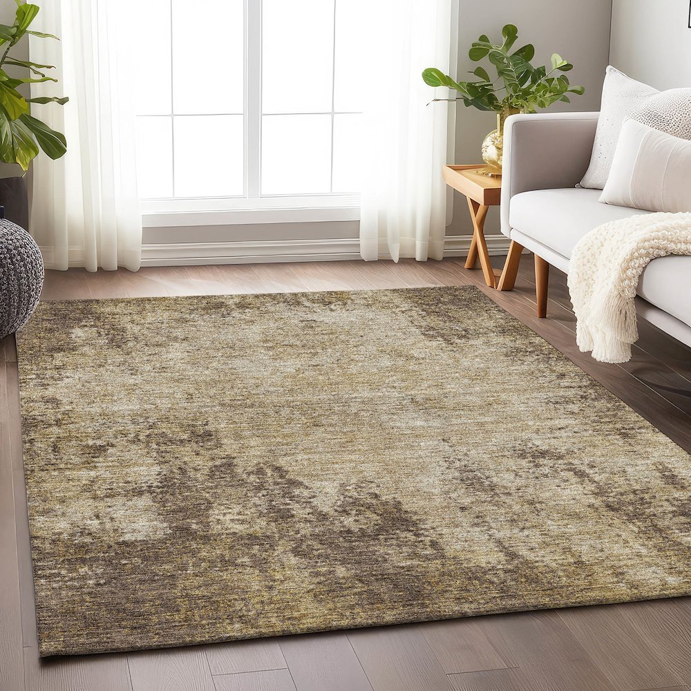 Premium Machine Washable Mayfield AMF940 Brown 9' x 12' Rug. Picture 5