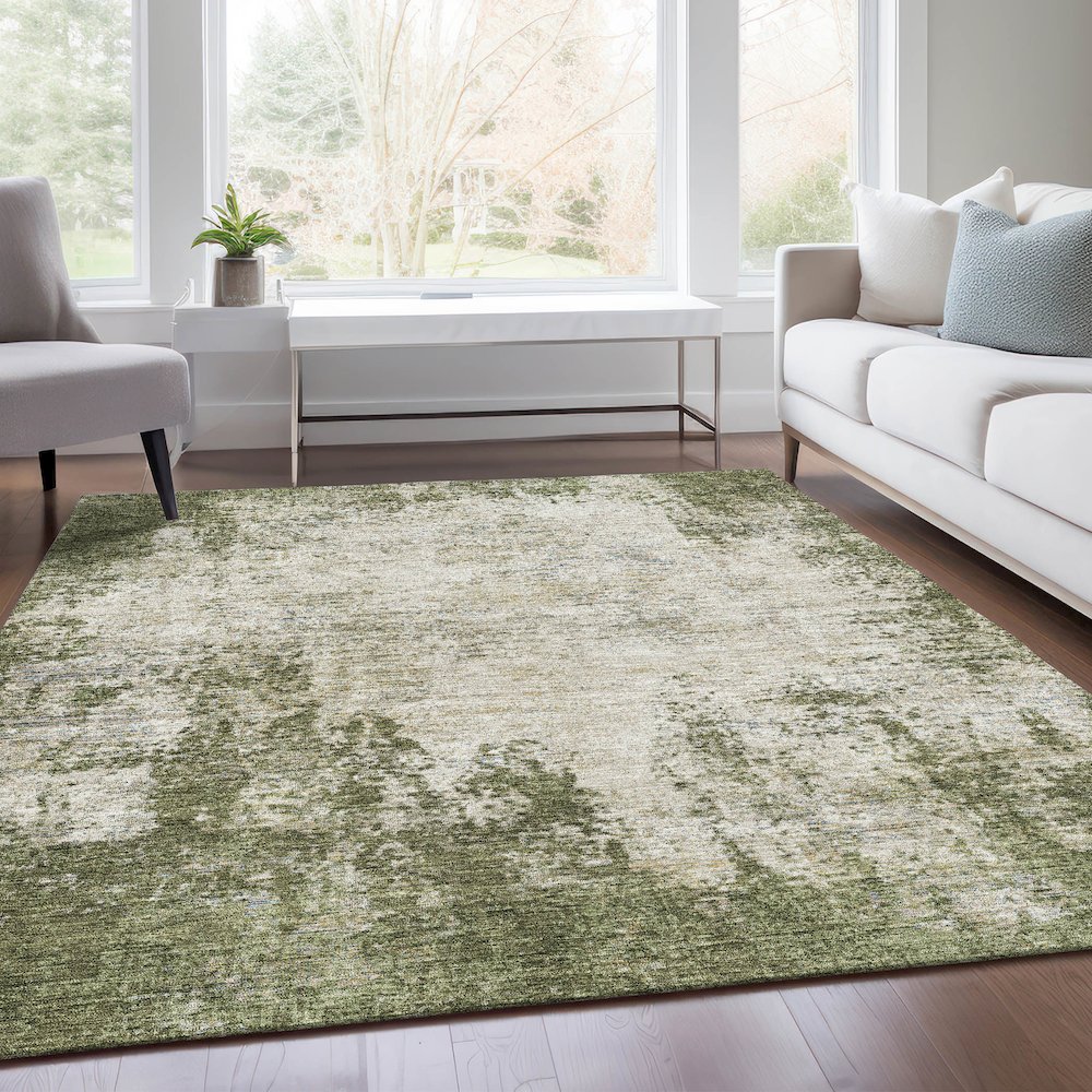 Premium Machine Washable Mayfield AMF940 Olive 9' x 12' Rug. Picture 6