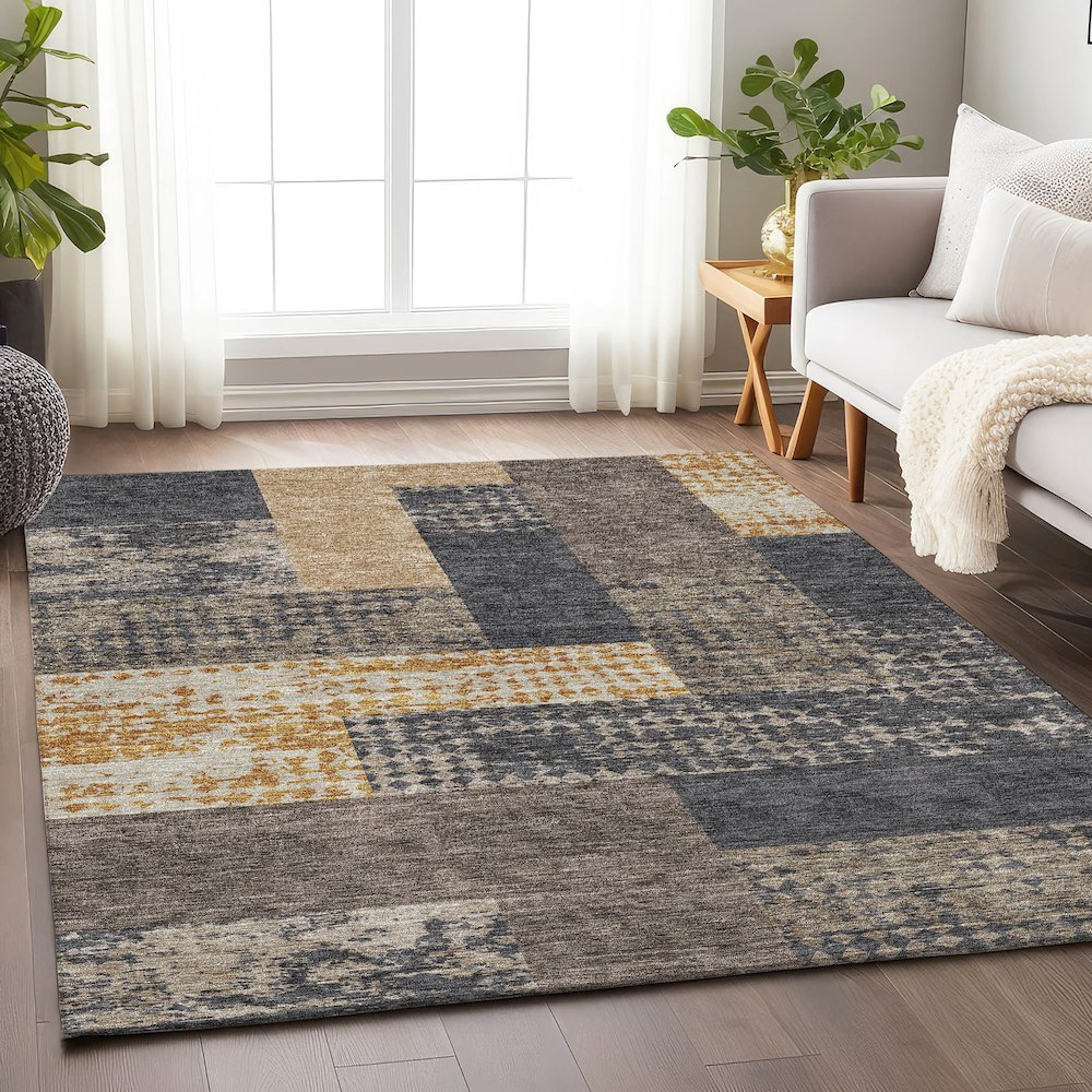 Premium Machine Washable Mayfield AMF941 Coffee 9' x 12' Rug. Picture 5