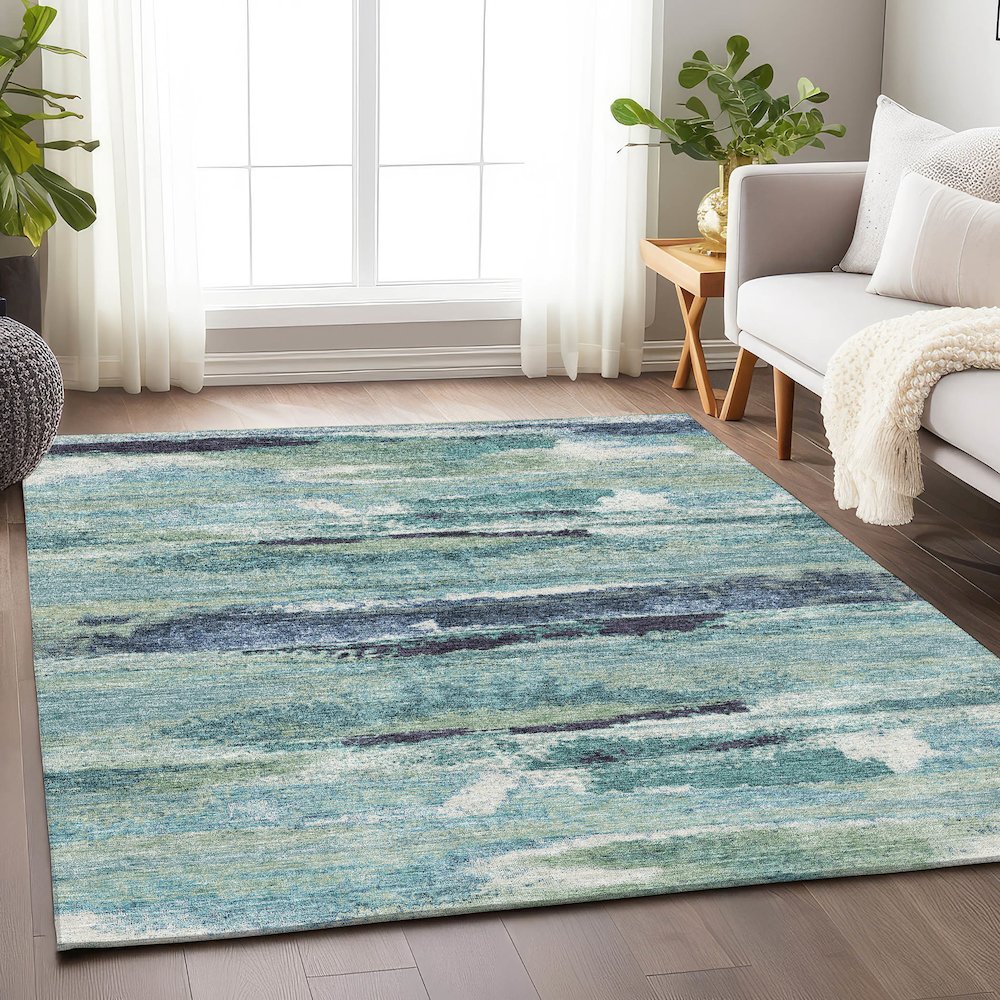 Premium Machine Washable Mayfield AMF942 Aloe 9' x 12' Rug. Picture 5