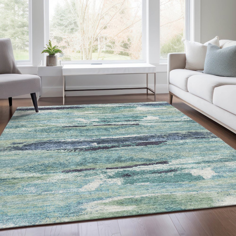 Premium Machine Washable Mayfield AMF942 Aloe 9' x 12' Rug. Picture 6