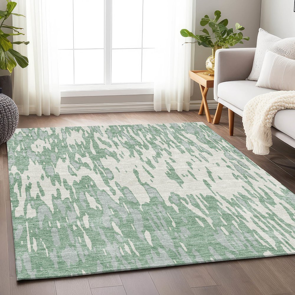 Premium Machine Washable Mayfield AMF945 Sage 9' x 12' Rug. Picture 5