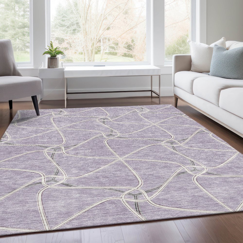 Premium Machine Washable Mayfield AMF948 Lavender 9' x 12' Rug. Picture 6