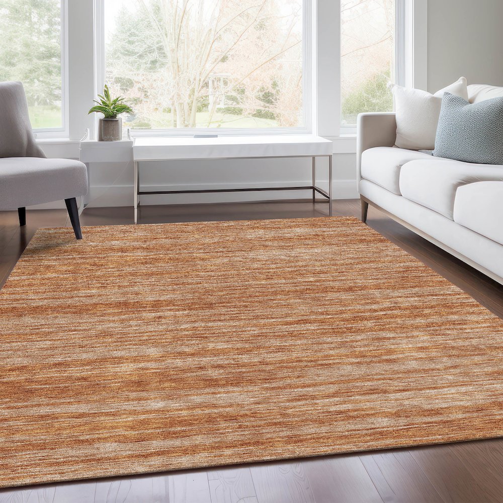 Premium Machine Washable Mayfield AMF951 Copper 9' x 12' Rug. Picture 6