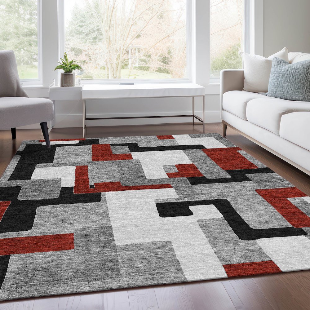 Premium Machine Washable Mayfield AMF955 Gray 9' x 12' Rug. Picture 6
