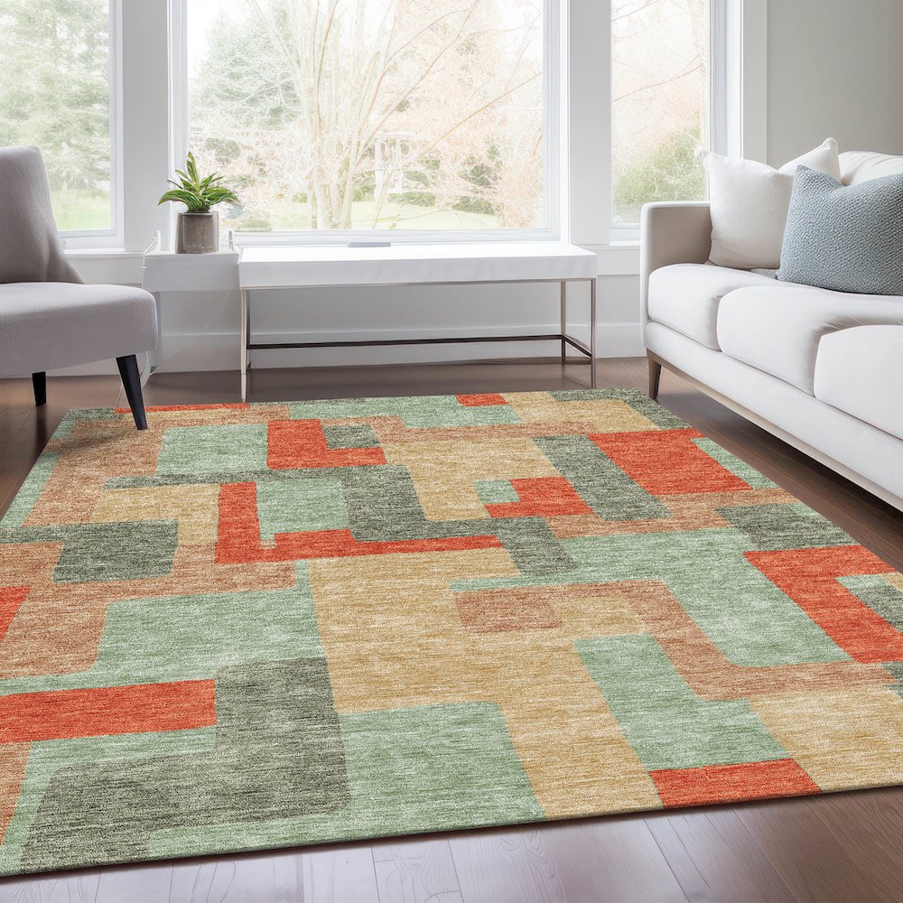 Premium Machine Washable Mayfield AMF955 Sage 9' x 12' Rug. Picture 6