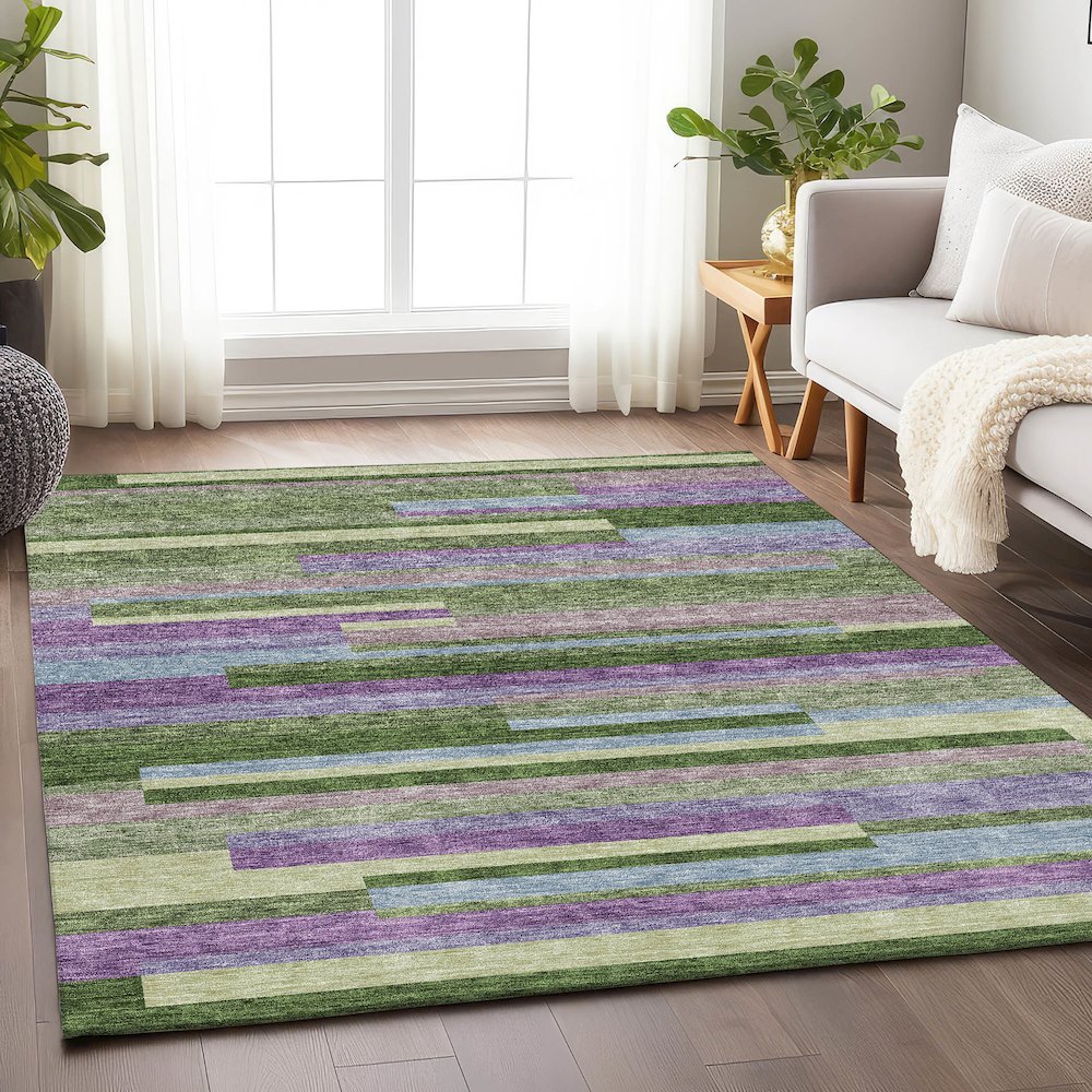 Premium Machine Washable Mayfield AMF956 Cactus 9' x 12' Rug. Picture 5