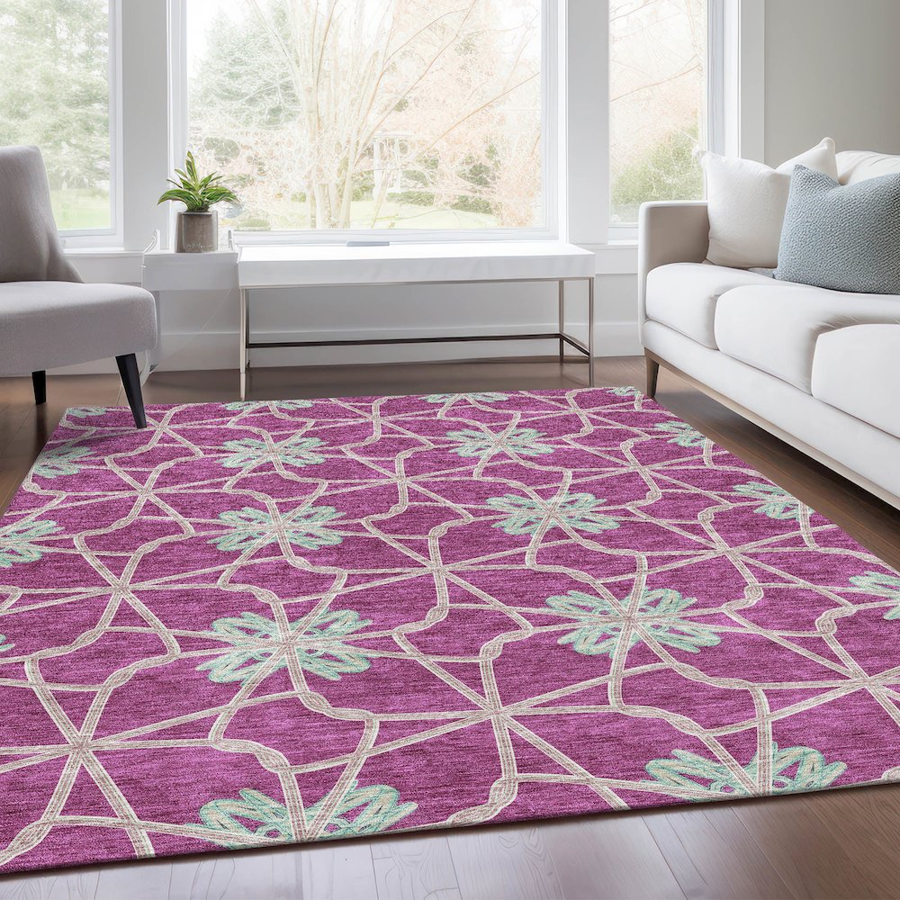 Premium Machine Washable Mayfield AMF958 Blush 9' x 12' Rug. Picture 6