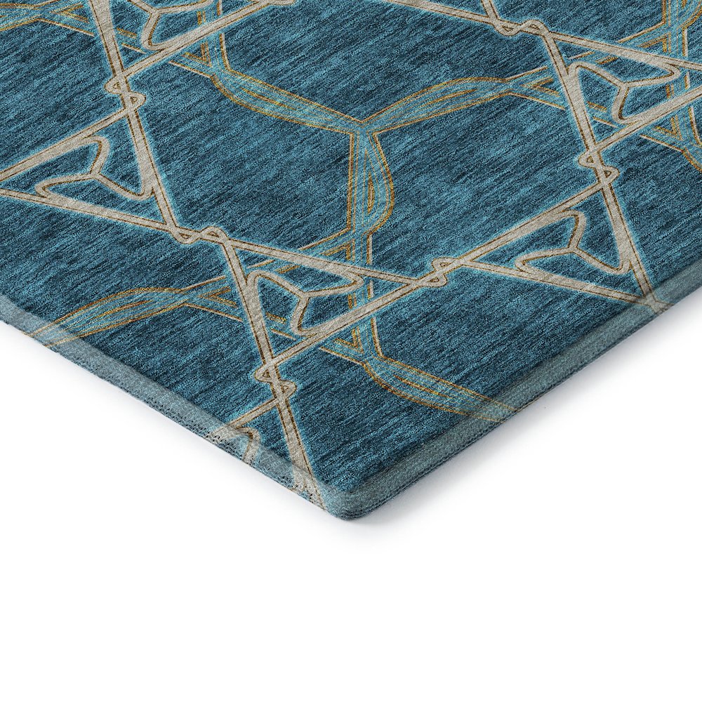 Premium Machine Washable Mayfield AMF959 Teal 5' x 7'6" Rug. Picture 3