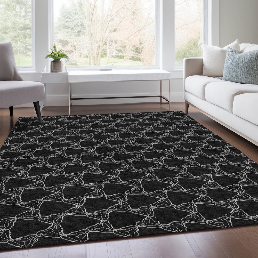 Premium Machine Washable Mayfield AMF960 Black 9' x 12' Rug. Picture 6