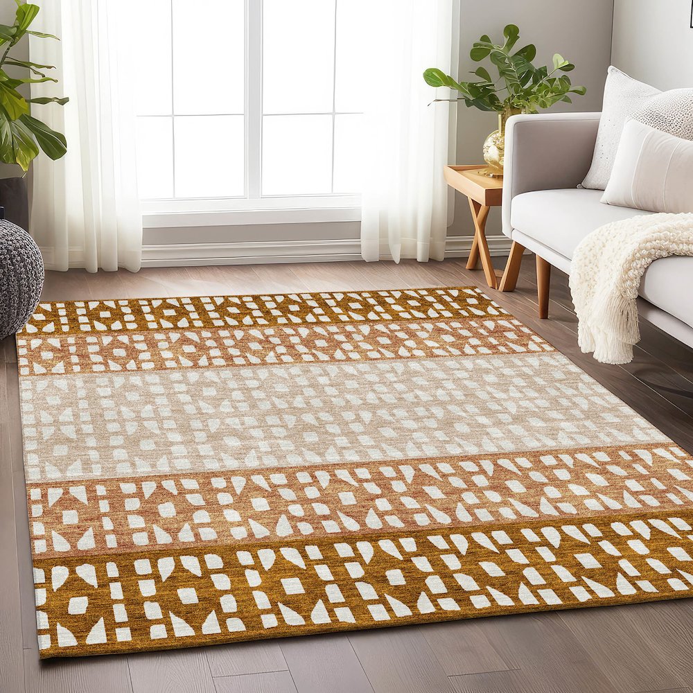 Premium Machine Washable Mayfield AMF964 Paprika 9' x 12' Rug. Picture 5