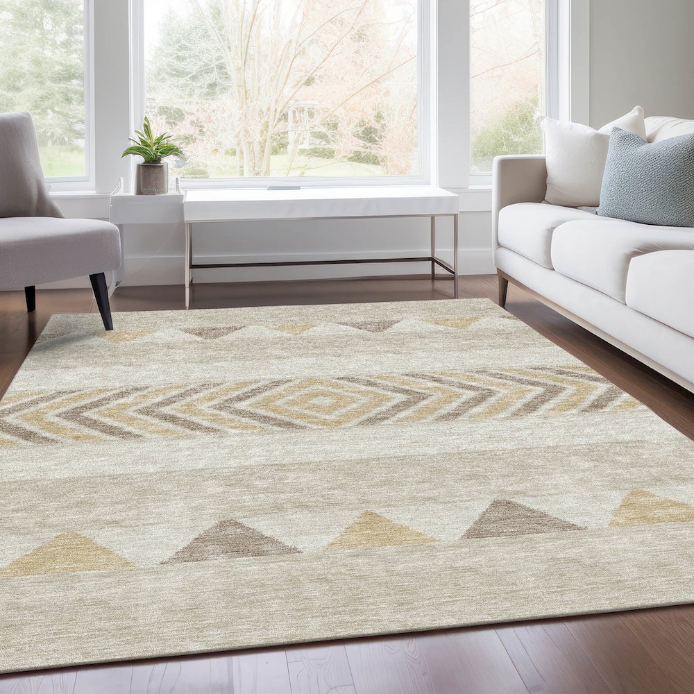 Premium Machine Washable Mayfield AMF965 Beige 9' x 12' Rug. Picture 6