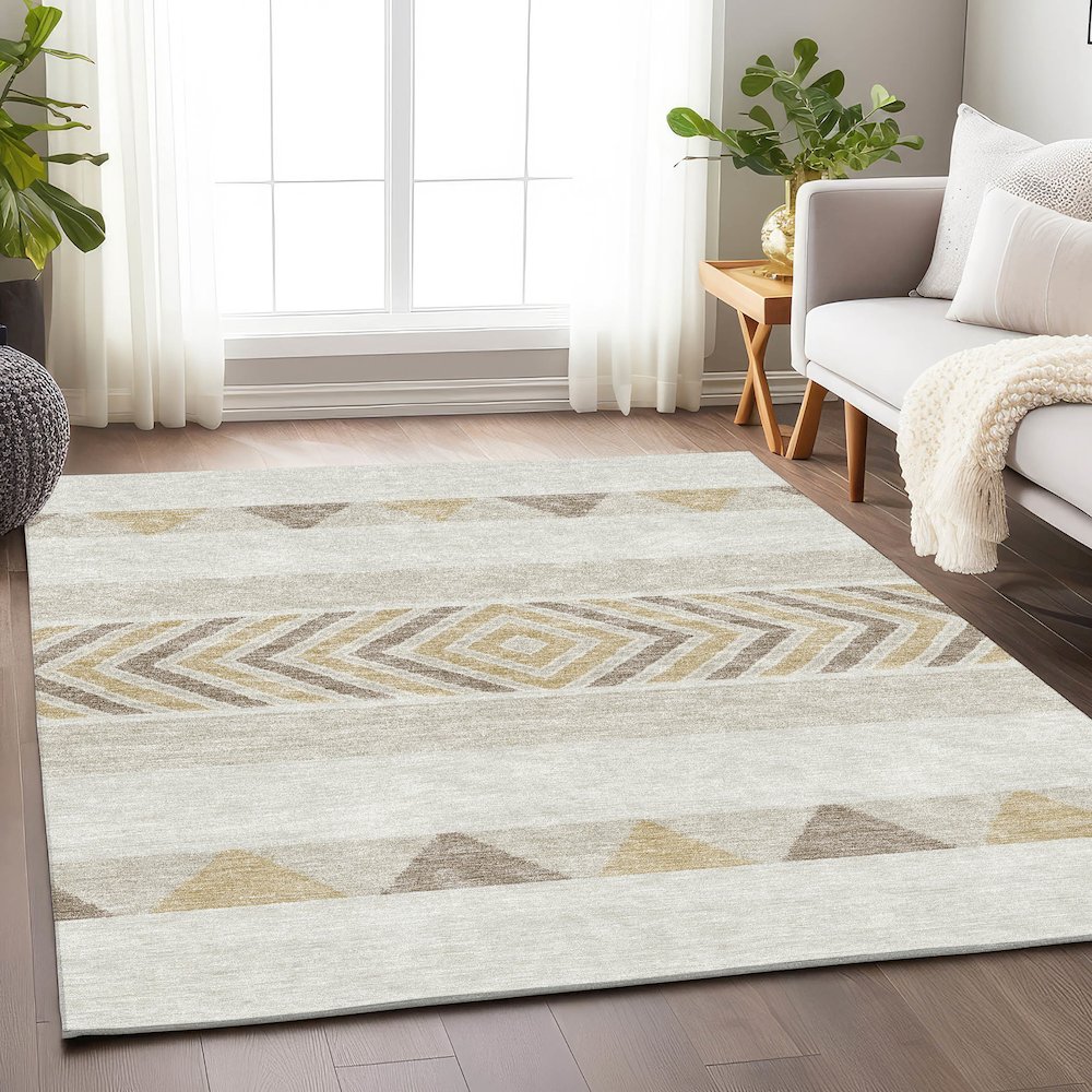 Premium Machine Washable Mayfield AMF965 Ivory 9' x 12' Rug. Picture 5