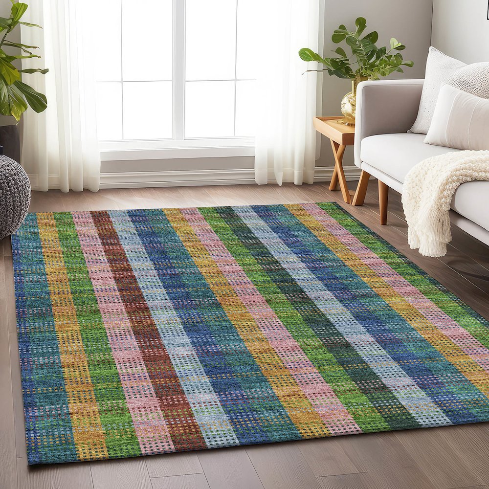 Premium Machine Washable Mayfield AMF966 Navy 9' x 12' Rug. Picture 5