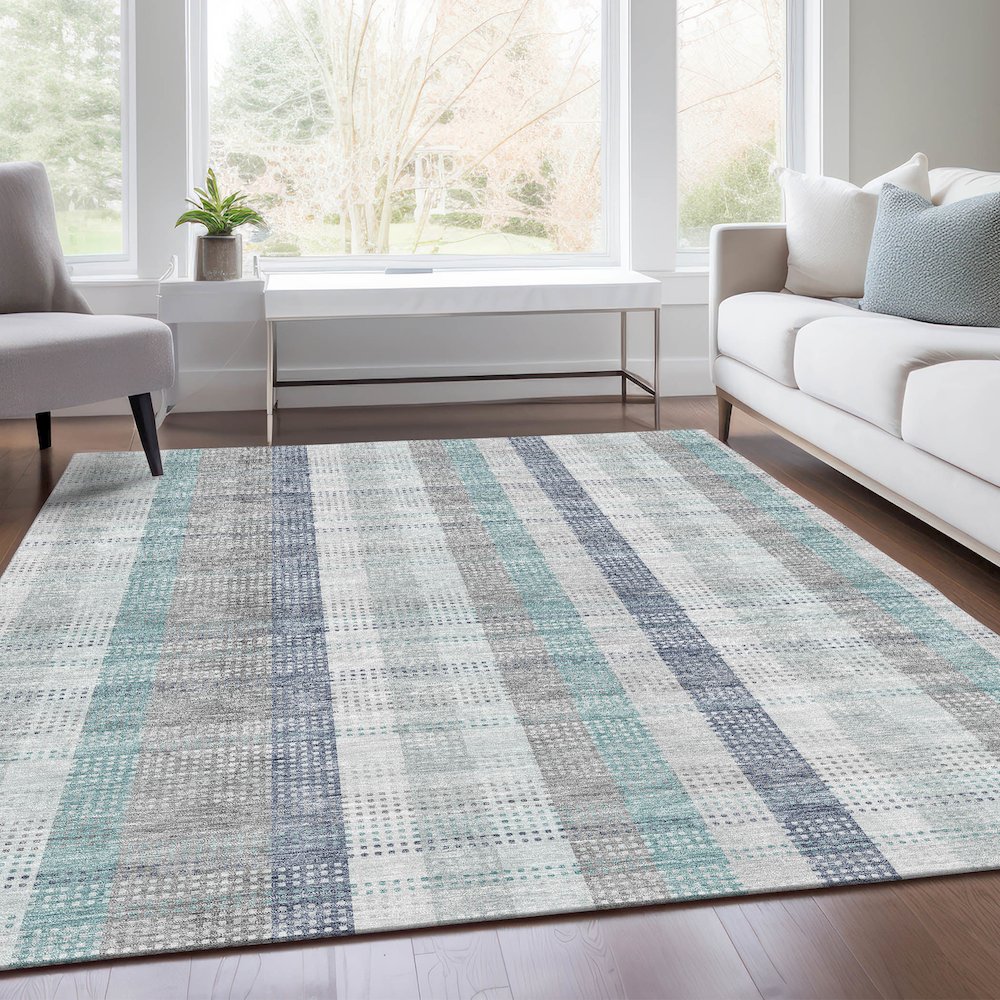 Premium Machine Washable Mayfield AMF966 Silver 9' x 12' Rug. Picture 6