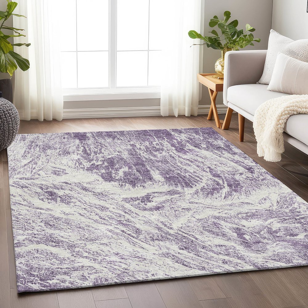 Premium Machine Washable Mayfield AMF971 Purple 9' x 12' Rug. Picture 5