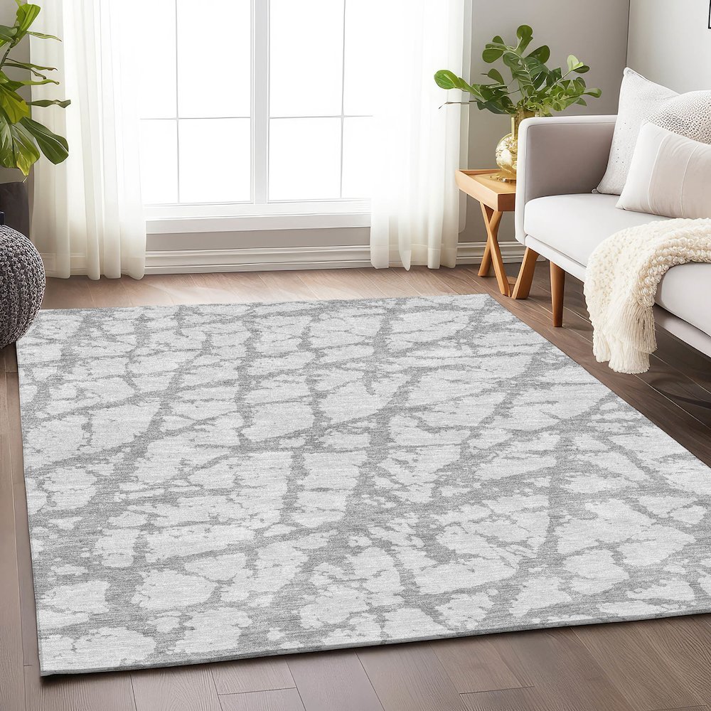 Premium Machine Washable Mayfield AMF972 Silver 9' x 12' Rug. Picture 5