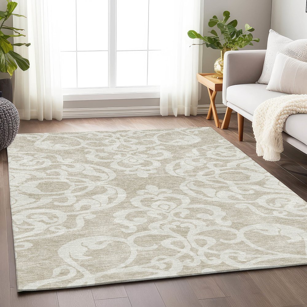 Premium Machine Washable Mayfield AMF973 Beige 9' x 12' Rug. Picture 5