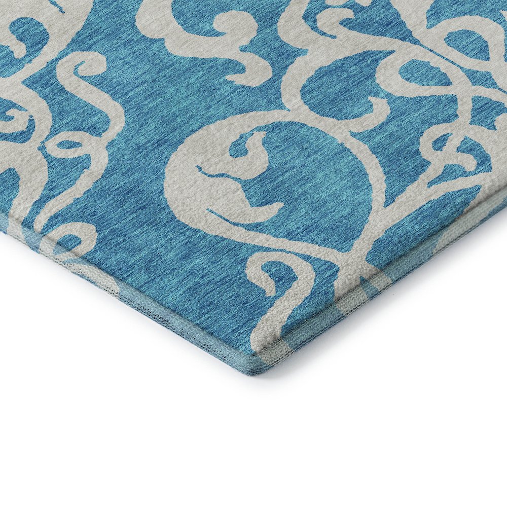 Premium Machine Washable Mayfield AMF973 Turquoise 5' x 7'6" Rug. Picture 3