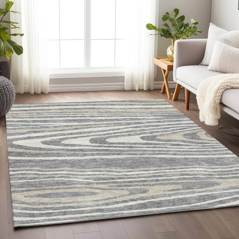 Premium Machine Washable Mayfield AMF974 Gray 9' x 12' Rug. Picture 5