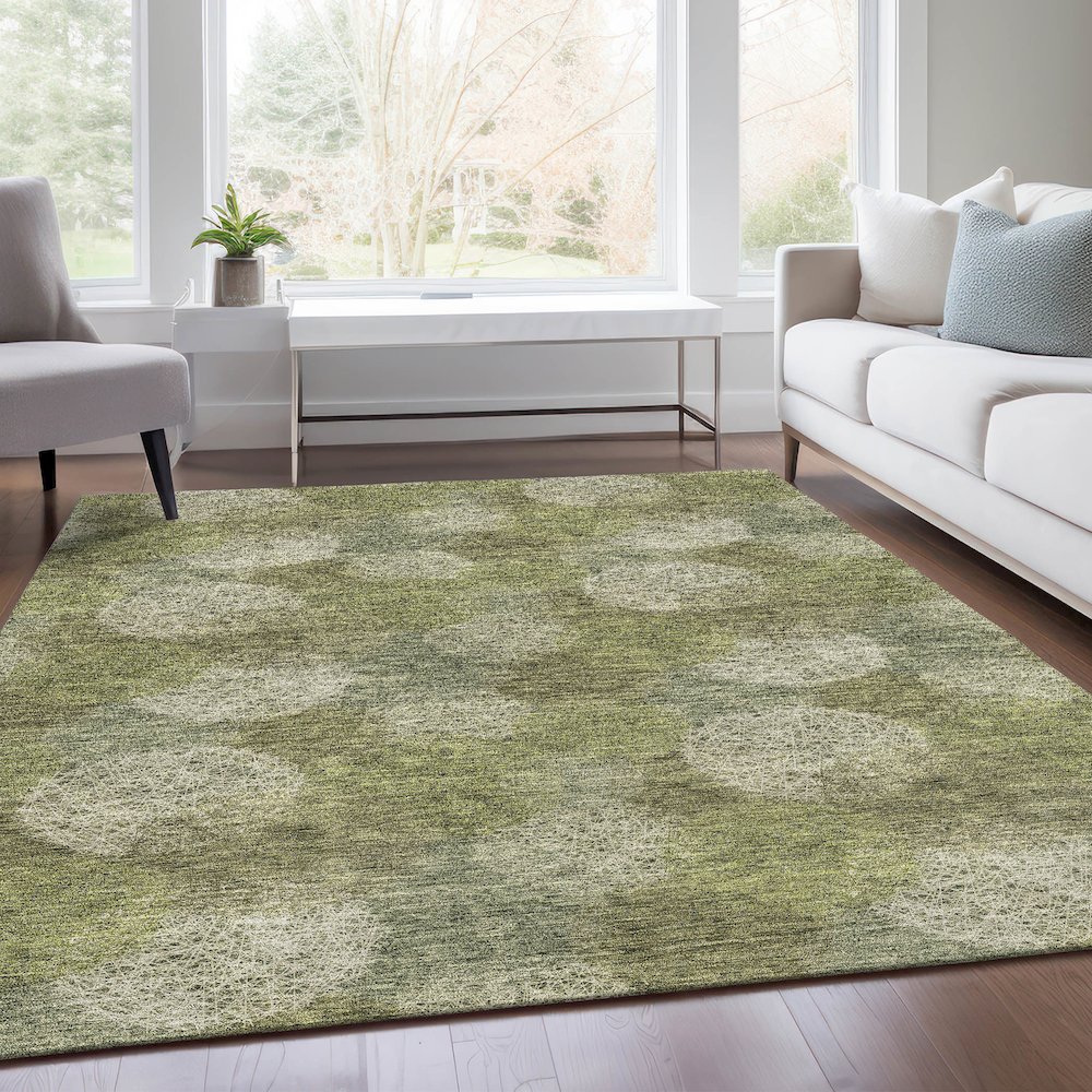 Premium Machine Washable Mayfield AMF977 Green 9' x 12' Rug. Picture 6