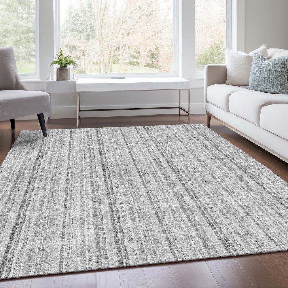 Premium Machine Washable Mayfield AMF982 Silver 9' x 12' Rug. Picture 6