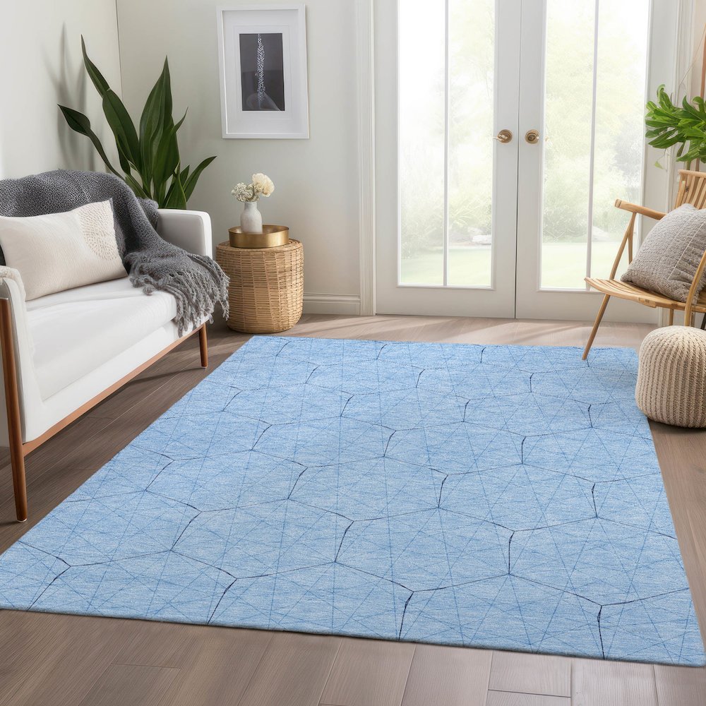 Premium Machine Washable Mayfield AMF987 Sky 9' x 12' Rug. Picture 6