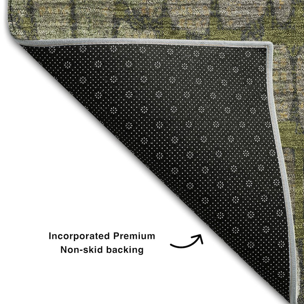 Premium Machine Washable Mayfield AMF988 Olive 5' x 7'6" Rug. Picture 2