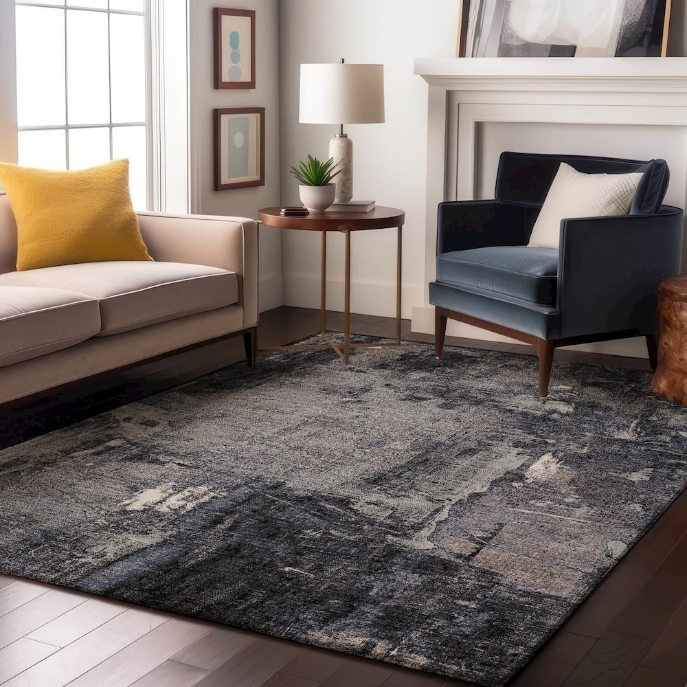 Premium Machine Washable Mayfield AMF989 Charcoal 9' x 12' Rug. Picture 5
