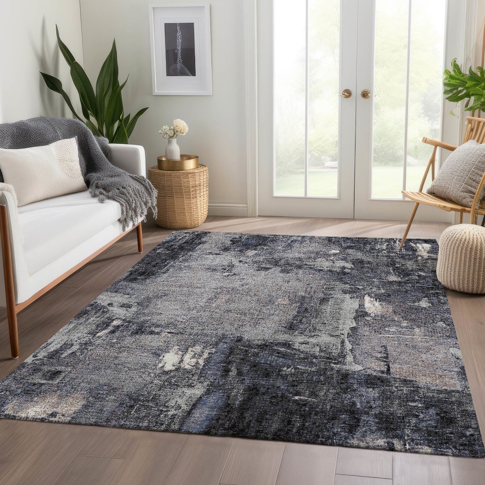 Premium Machine Washable Mayfield AMF989 Charcoal 9' x 12' Rug. Picture 6