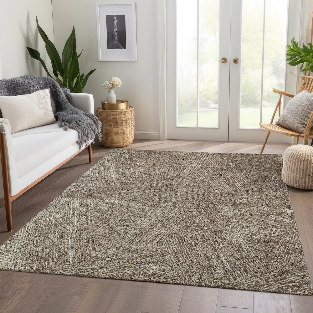 Premium Machine Washable Mayfield AMF991 Chocolate 9' x 12' Rug. Picture 6