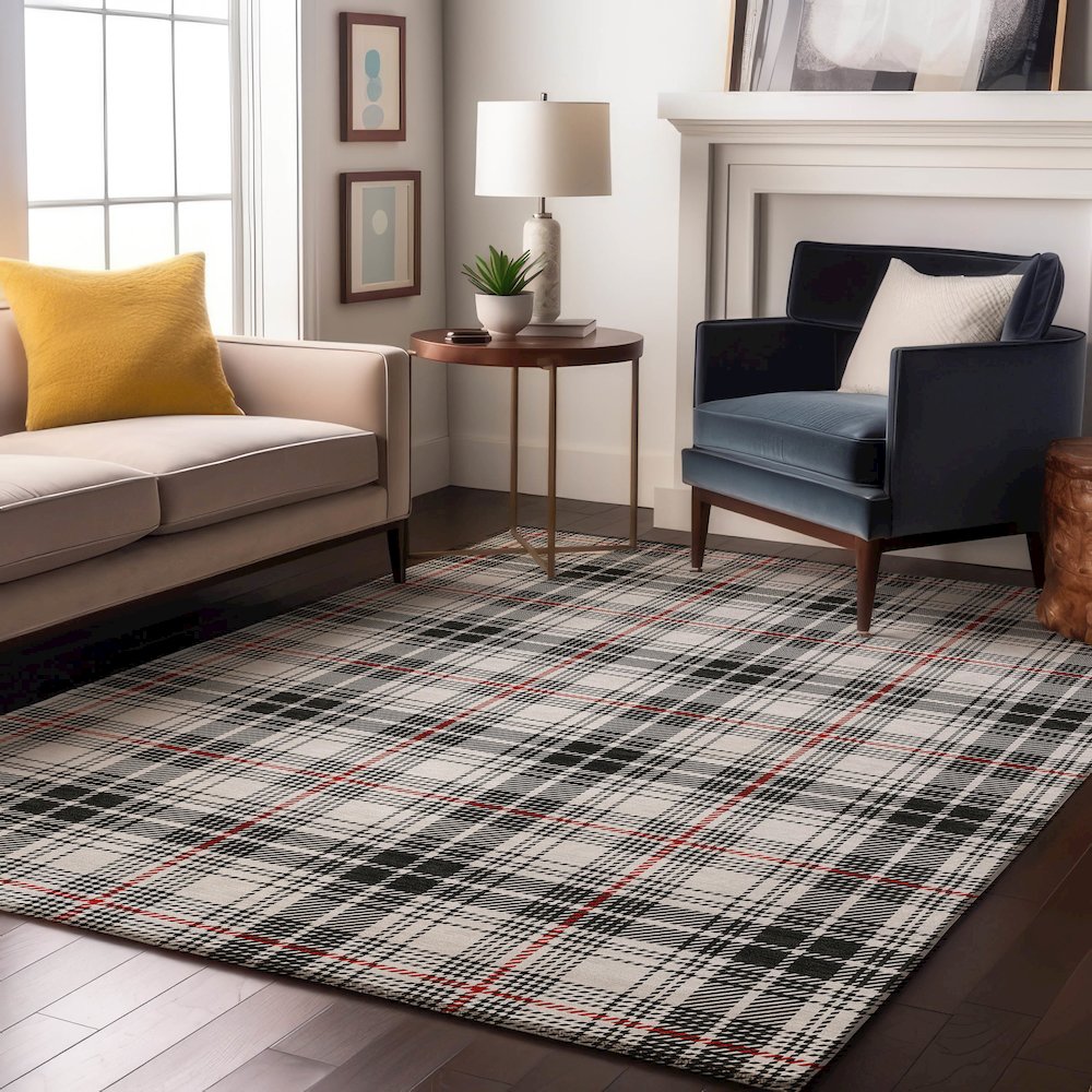 Premium Machine Washable Mayfield AMF993 Black 9' x 12' Rug. Picture 5