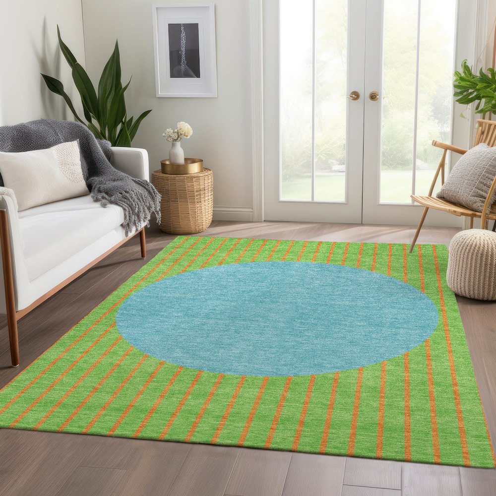 Premium Machine Washable Mayfield AMF994 Lime 9' x 12' Rug. Picture 6