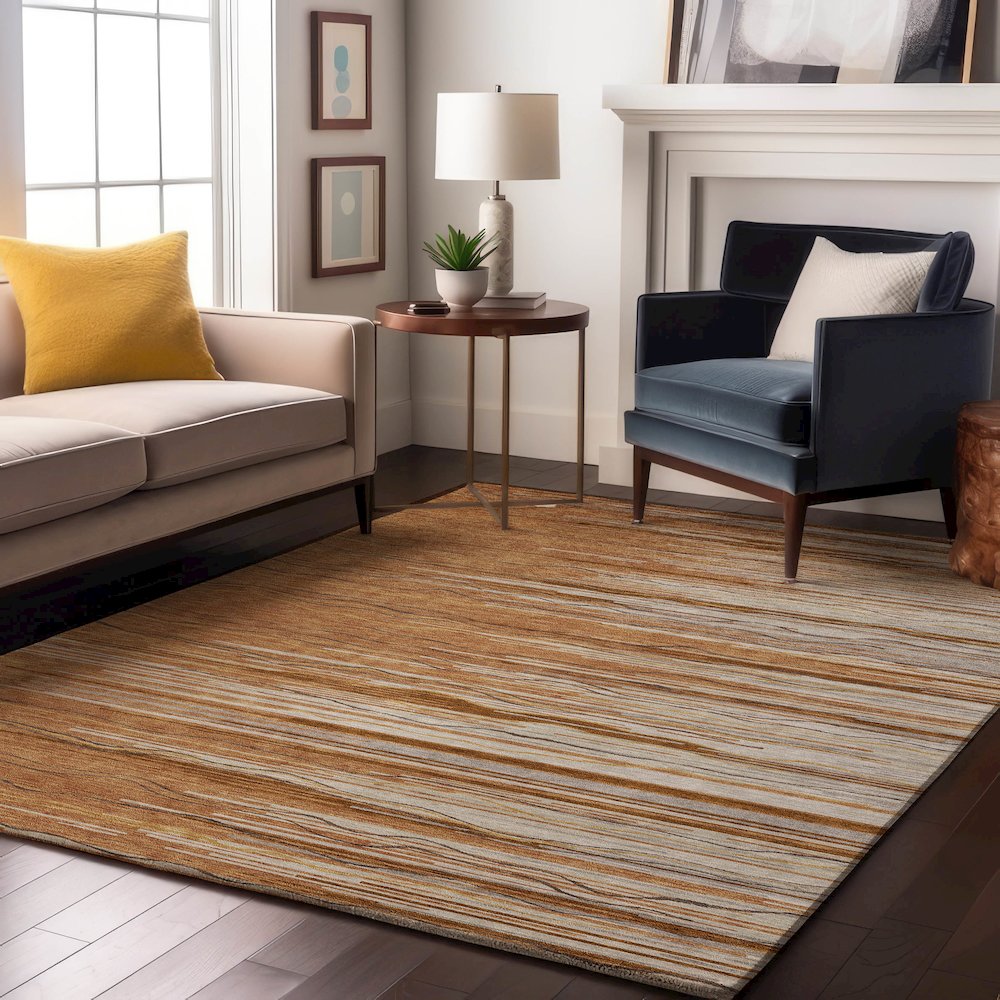 Premium Machine Washable Mayfield AMF996 Paprika 9' x 12' Rug. Picture 5