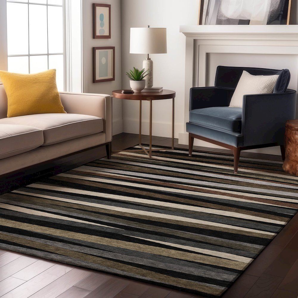 Premium Machine Washable Mayfield AMF997 Black 9' x 12' Rug. Picture 5