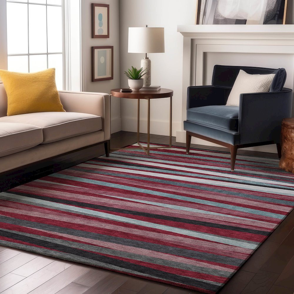 Premium Machine Washable Mayfield AMF997 Burgundy 9' x 12' Rug. Picture 5