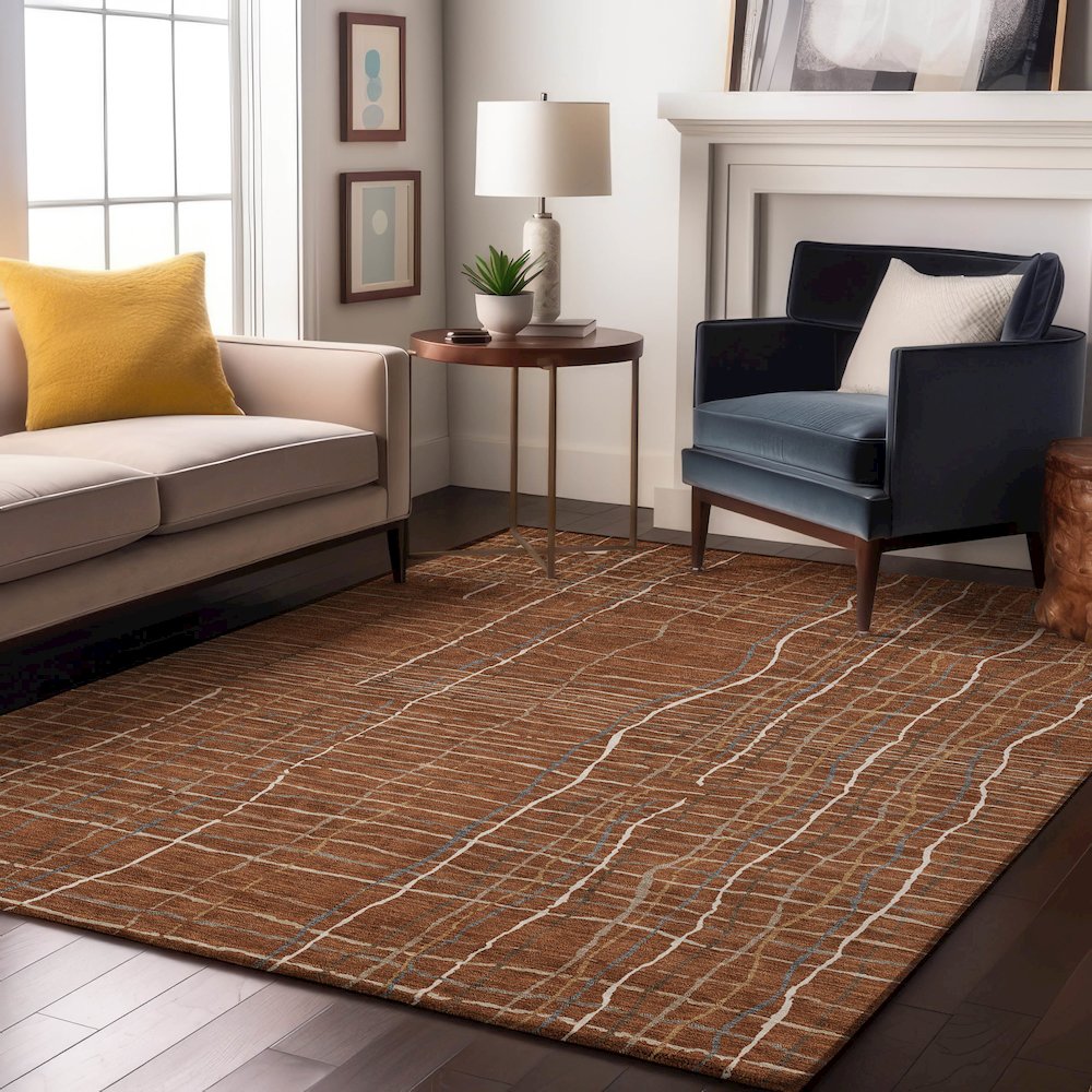 Premium Machine Washable Mayfield AMF998 Paprika 9' x 12' Rug. Picture 5