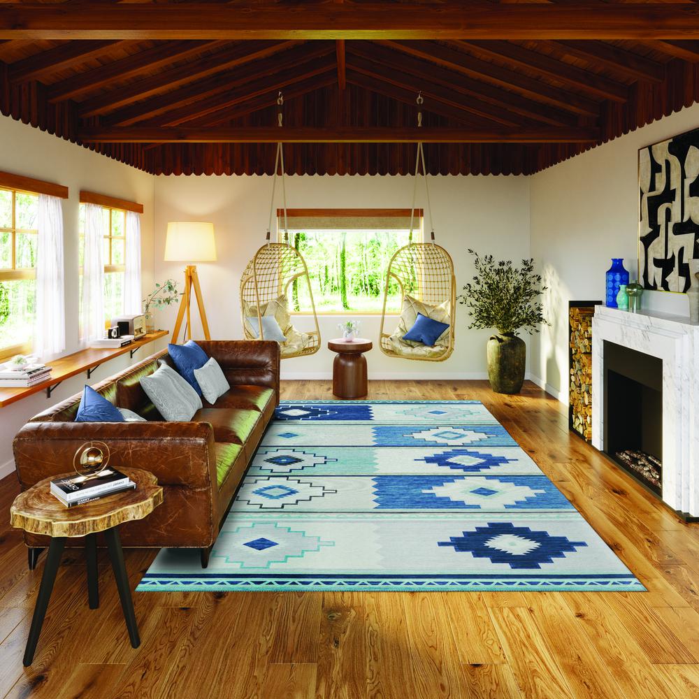 Indoor/Outdoor Sonora ASO31 Blue Washable 9' x 12' Rug. Picture 2