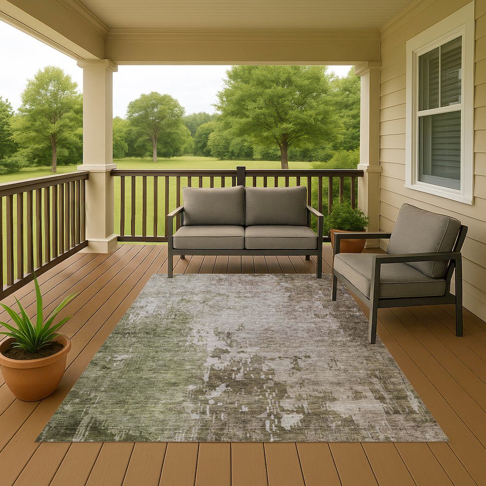 Luxury Washable Indoor/Outdoor Bresca Brown 9' x 12' Rug. Picture 6