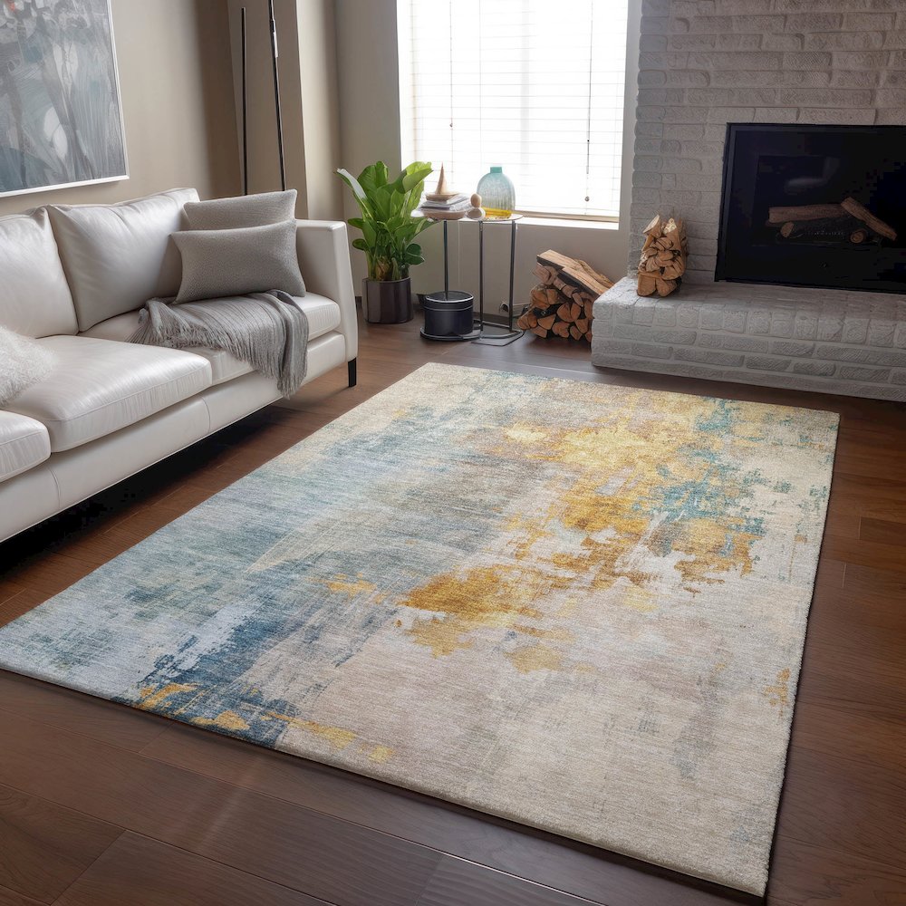 Luxury Washable Indoor/Outdoor Bresca Linen 9' x 12' Rug. Picture 5