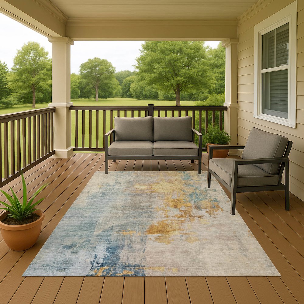 Luxury Washable Indoor/Outdoor Bresca Linen 9' x 12' Rug. Picture 6