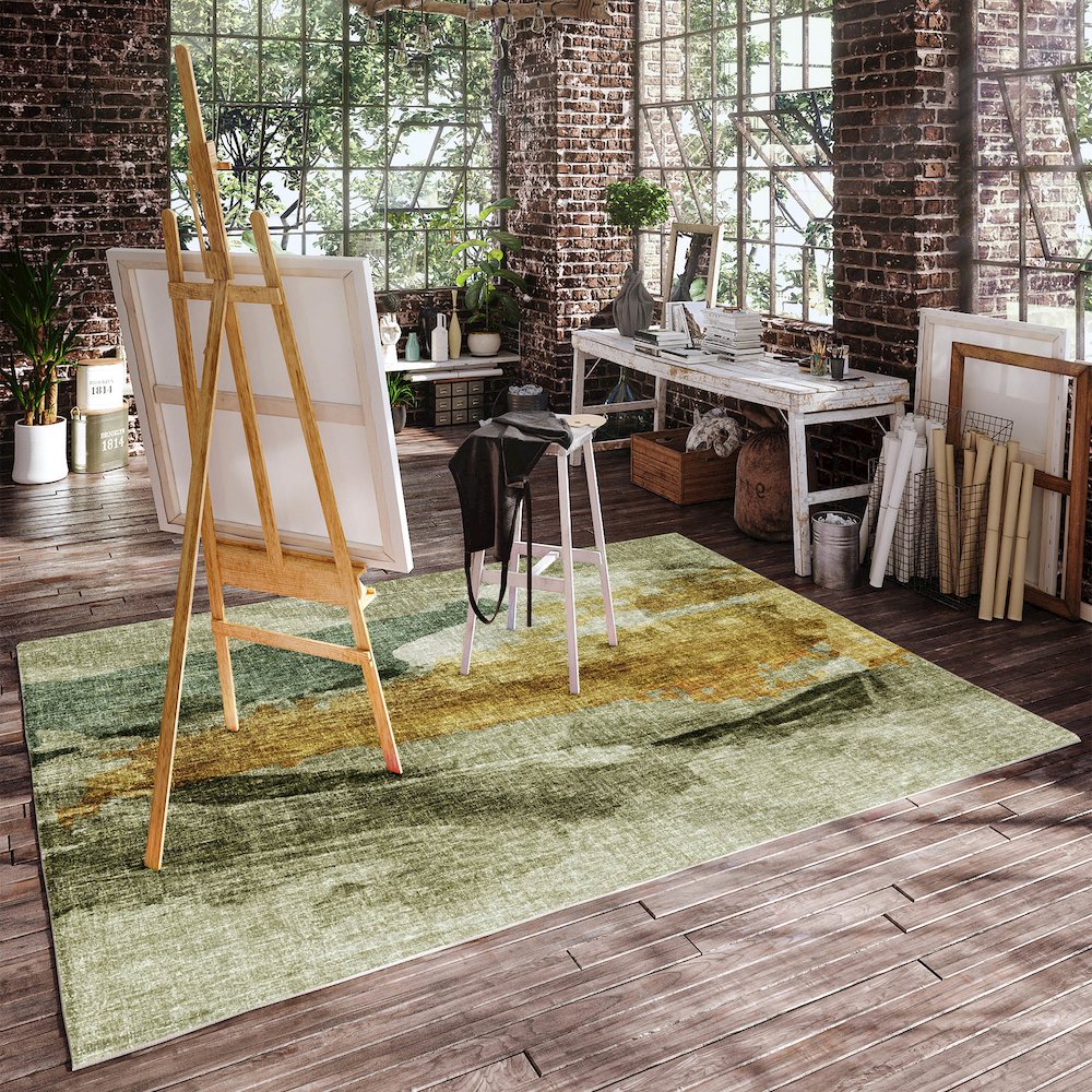 Luxury Washable Boca Aloe 9' x 12' Rug. Picture 5