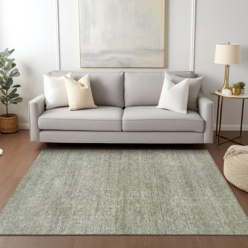 Luxury Washable Indoor/Outdoor Burano Sage 9' x 12' Rug. Picture 5