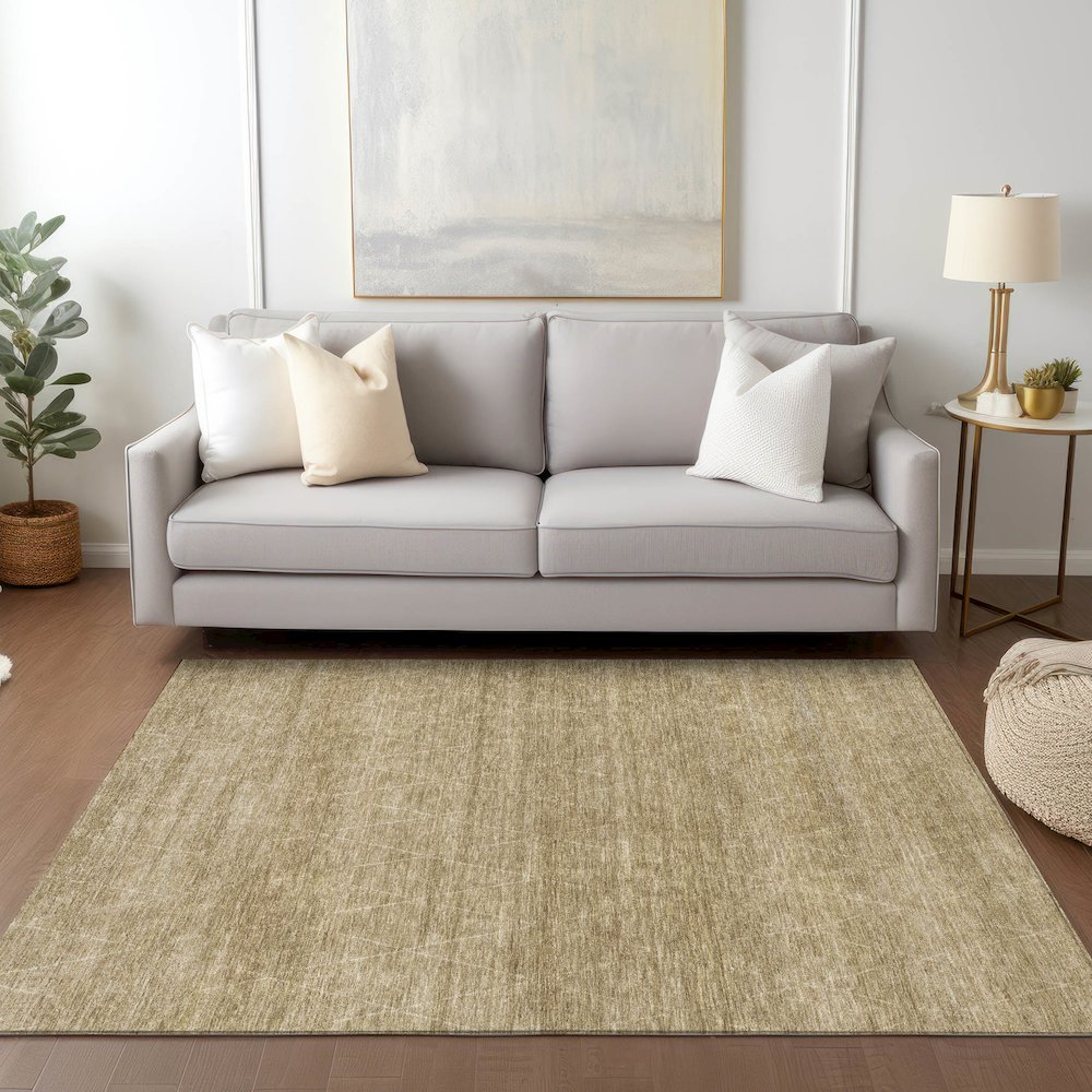 Luxury Washable Indoor/Outdoor Burano Wheat 9' x 12' Rug. Picture 5