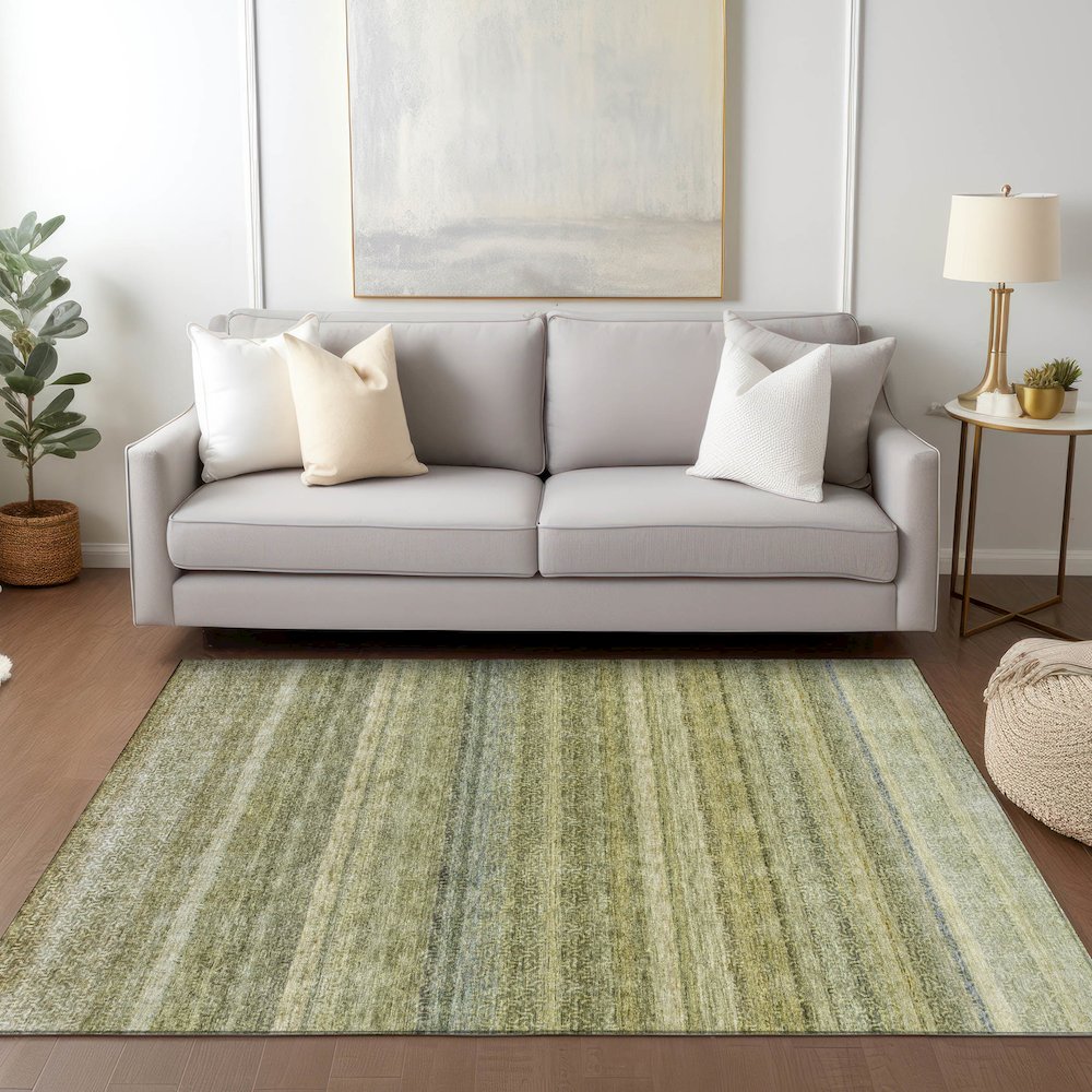 Luxury Washable Indoor/Outdoor Burano Aloe 9' x 12' Rug. Picture 5