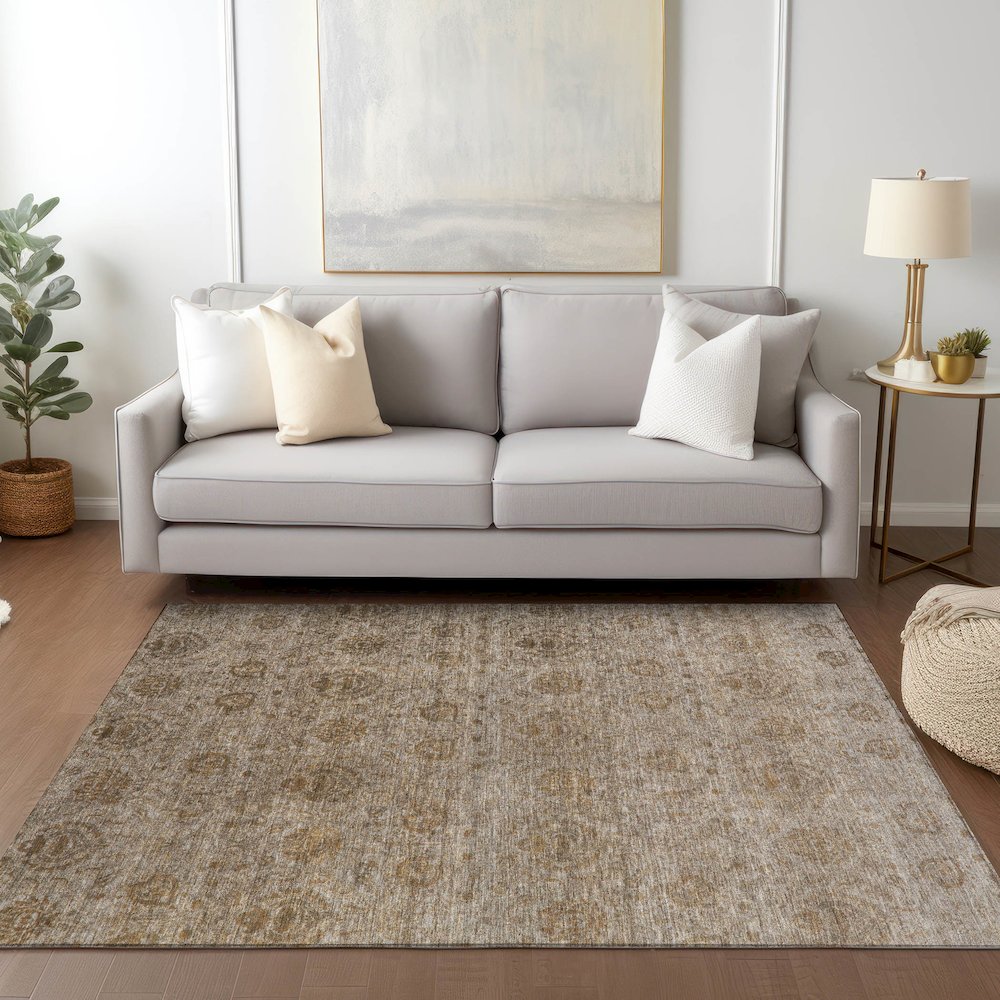 Luxury Washable Indoor/Outdoor Burano Brown 9' x 12' Rug. Picture 5
