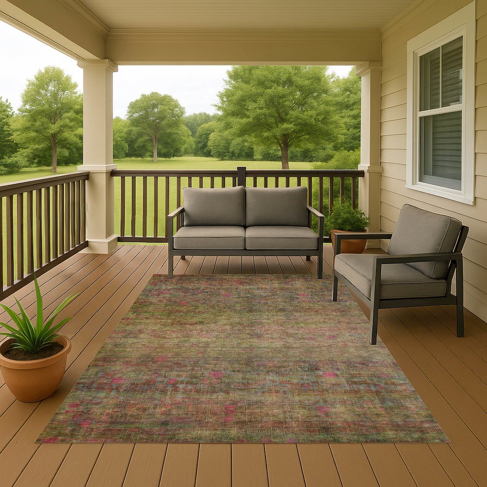 Luxury Washable Indoor/Outdoor Burano Cactus 9' x 12' Rug. Picture 6